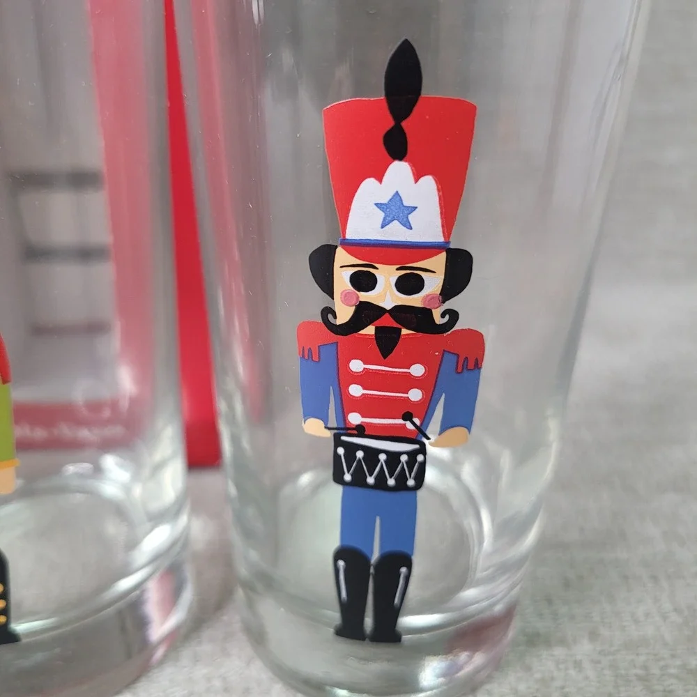 Crate & Barrel Nutcracker Tumblers 12 oz Set of 8 Holiday Christmas Glassware